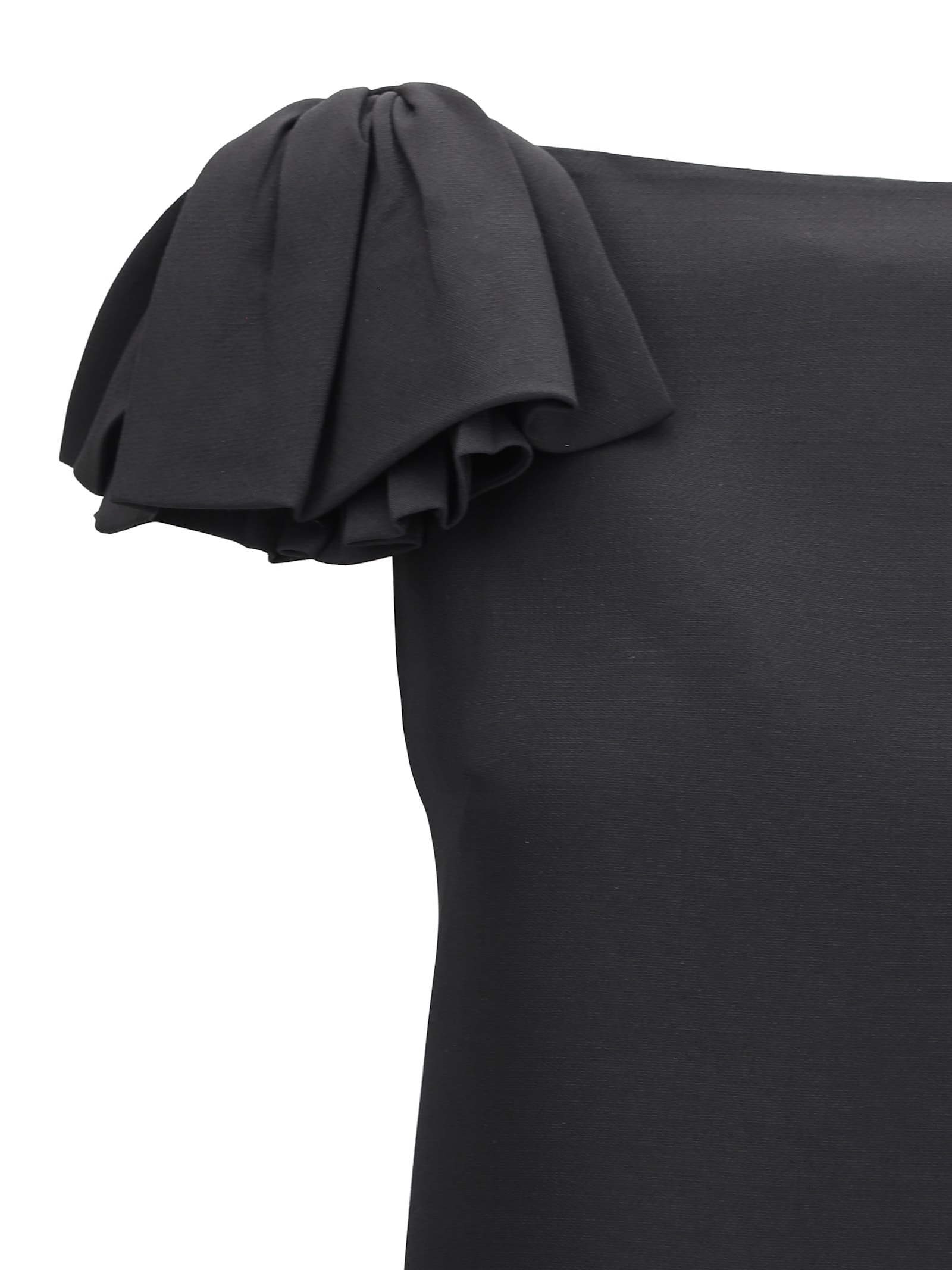 Valentino Ruffle Sleeve Wool Mini Dress In Nero