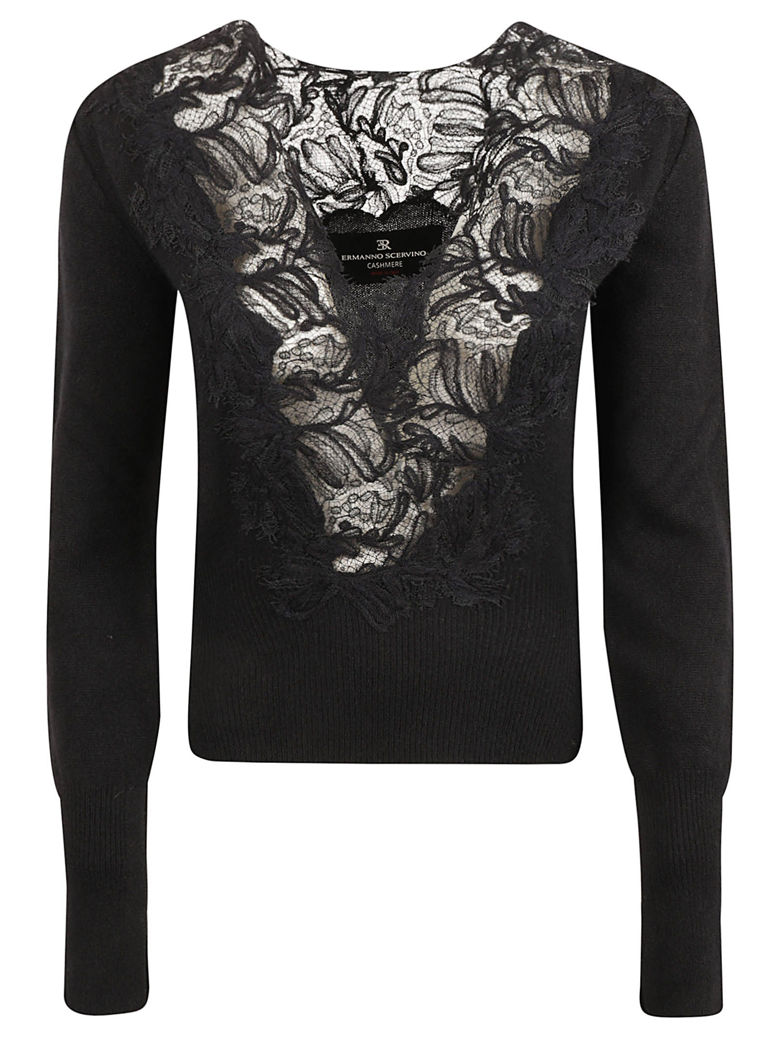 Shop Ermanno Scervino Laced V-neck Sweater In Black