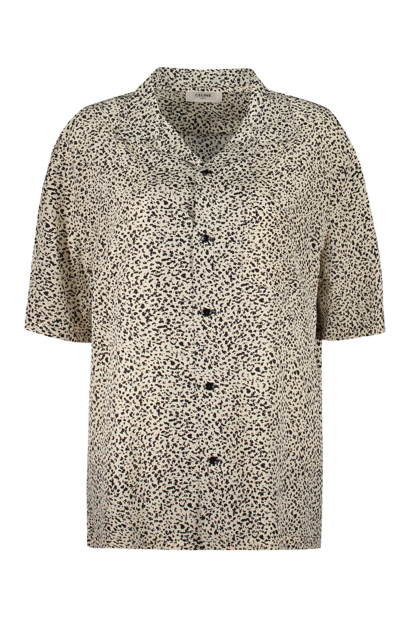 Shop Celine Printed Silk Shirt In Ivory