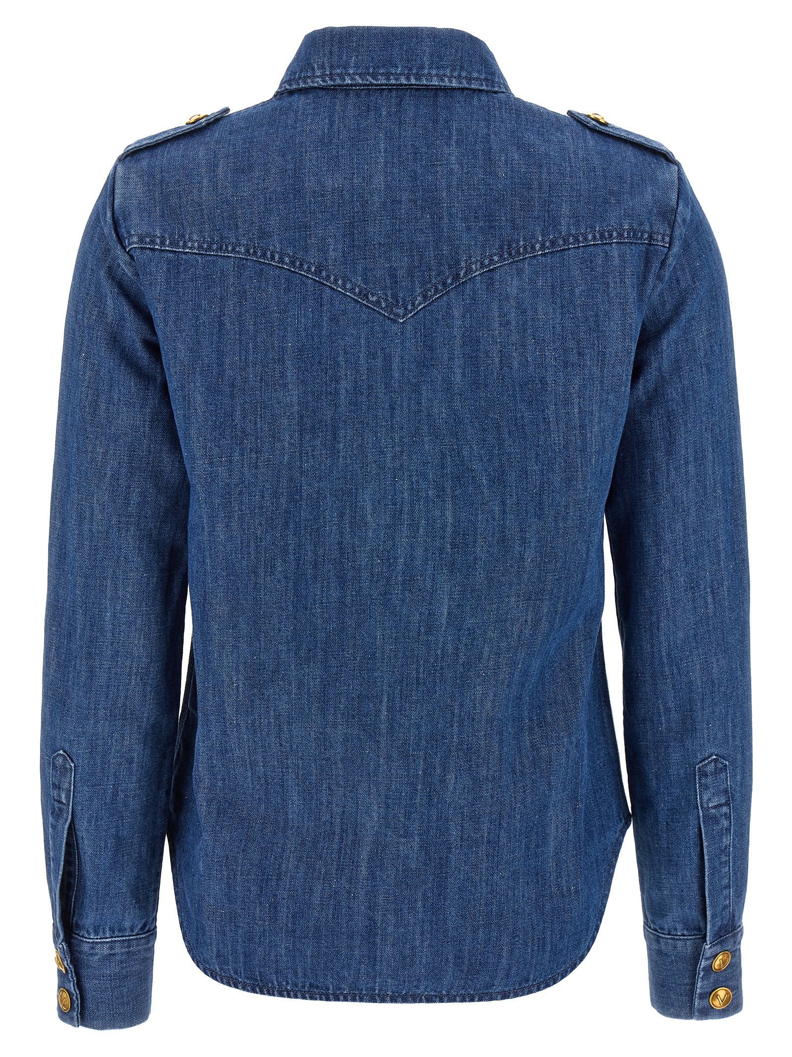 Shop Valentino Garavani Denim Shirt In Blue