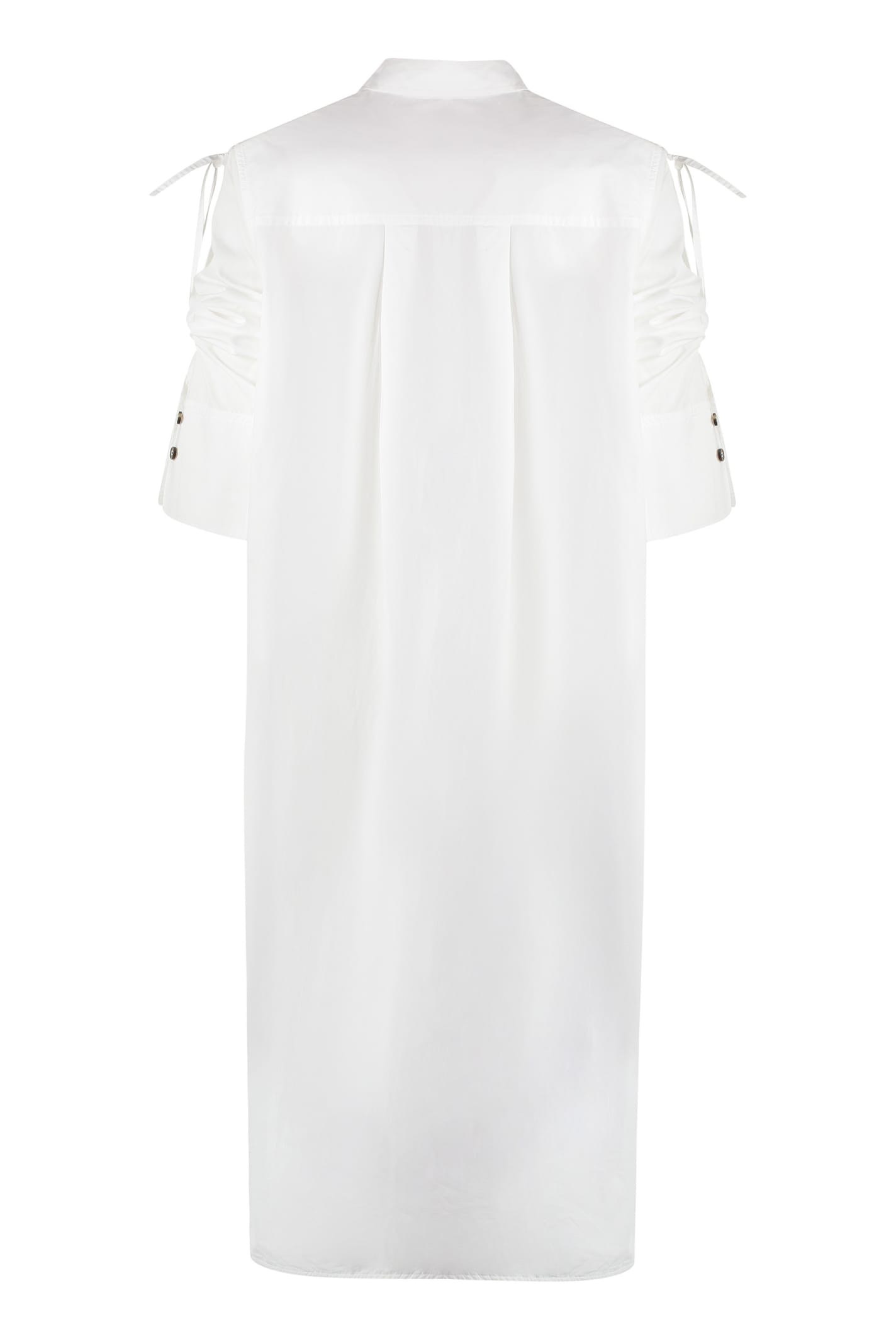Shop Ganni Oversize Cotton Shirtdress In White