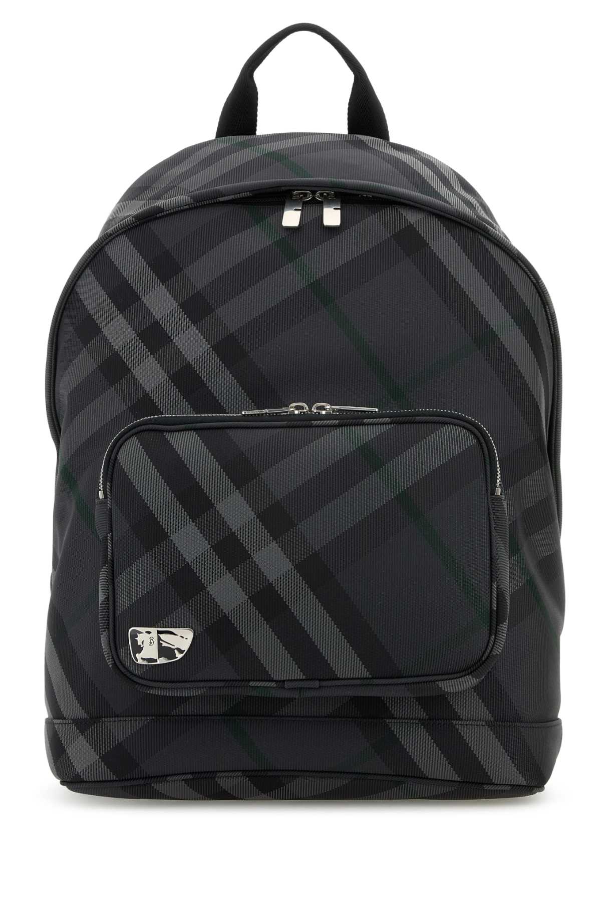 Shop Burberry Printed Nylon Blend Grid Backpack In Charcoal