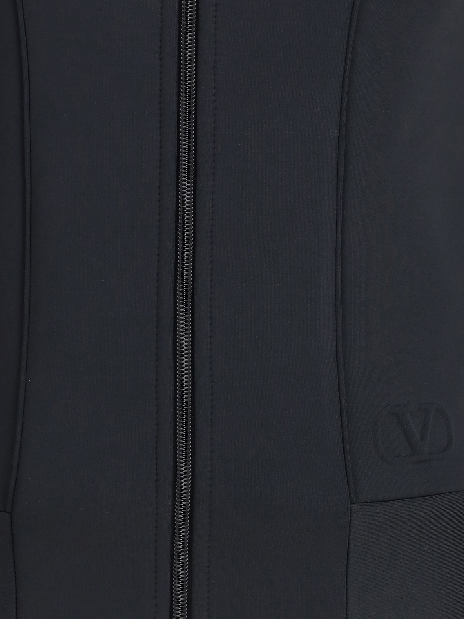 Valentino Structured Technical Jersey Sweatshirt In Black