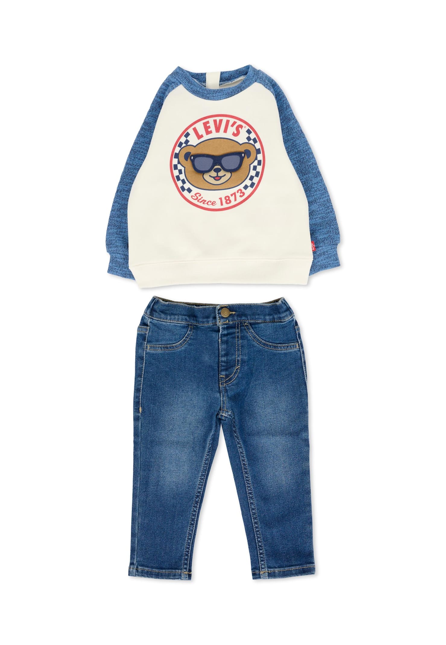 Levi's Blue Suit For Baby Boy With Bear In Animal Print