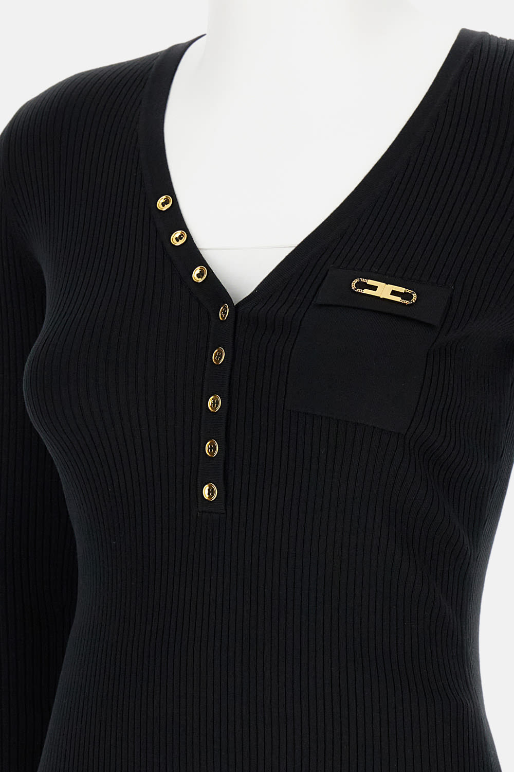 Elisabetta Franchi Knitted Sweater In Black