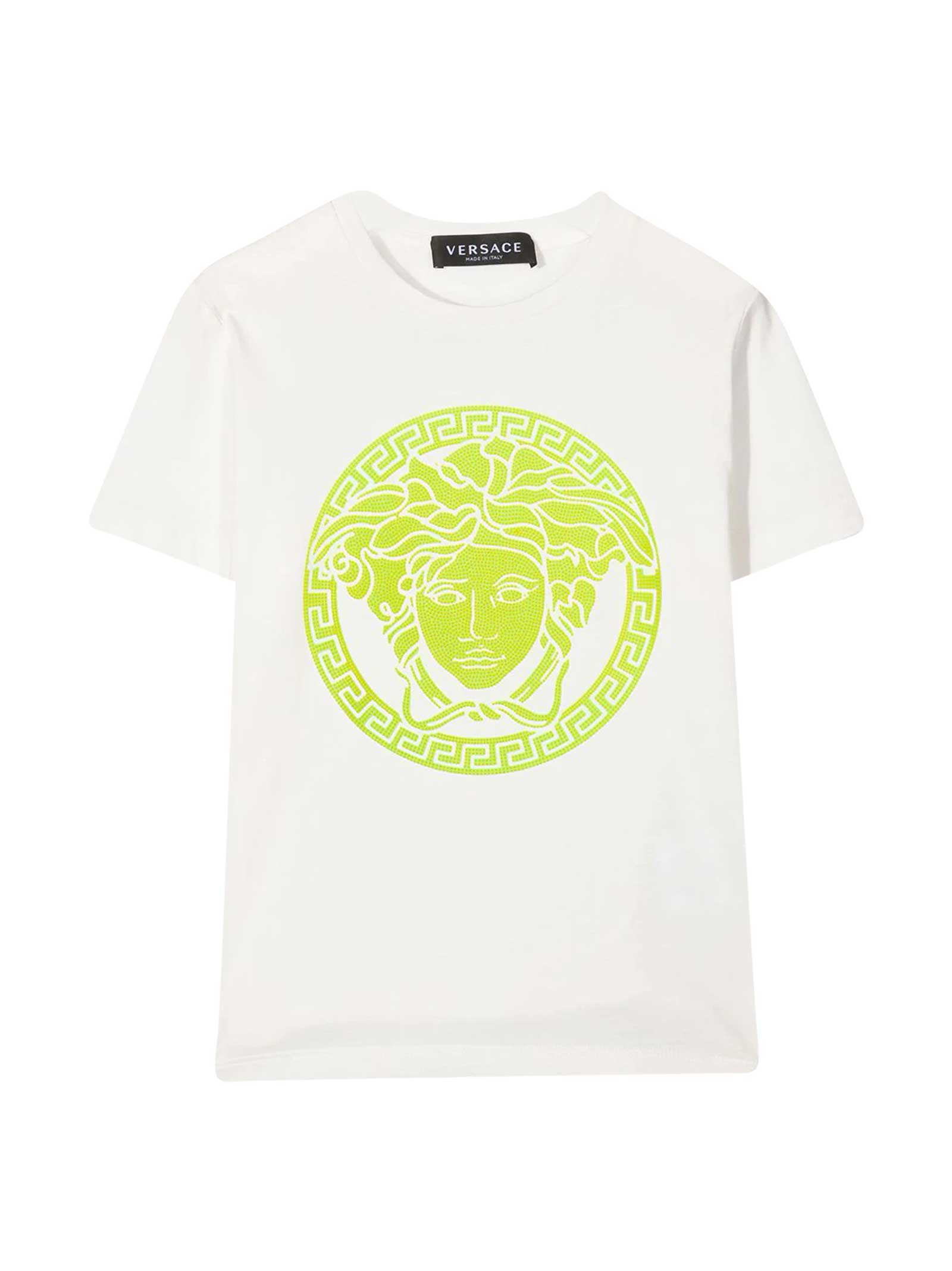 Versace White T-shirt With Multicolor Print Young
