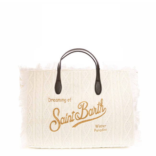 MC2 Saint Barth Small White Wool Bag With Fringes