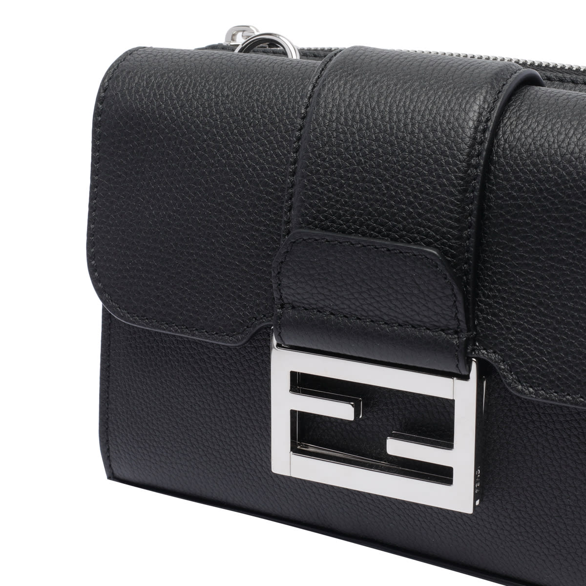 Fendi Double Baguette Crossbody Bag In Black