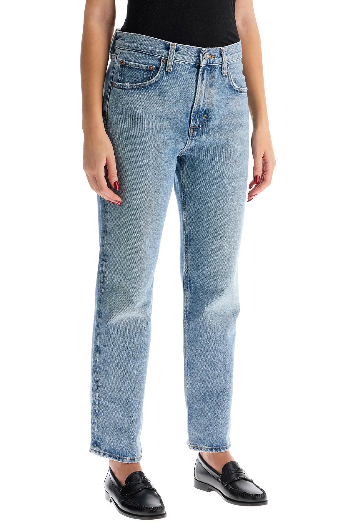 Agolde Wide-leg High-waisted Cotton Jeans In Blue