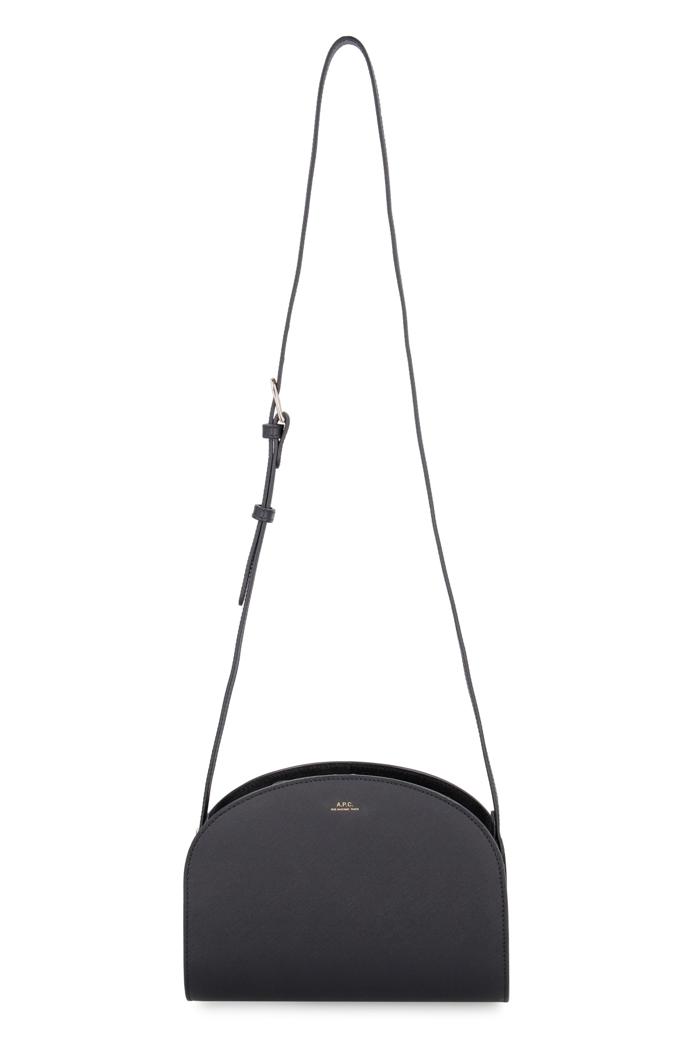 Shop Apc Demi-lune Leather Crossbody Bag In Black