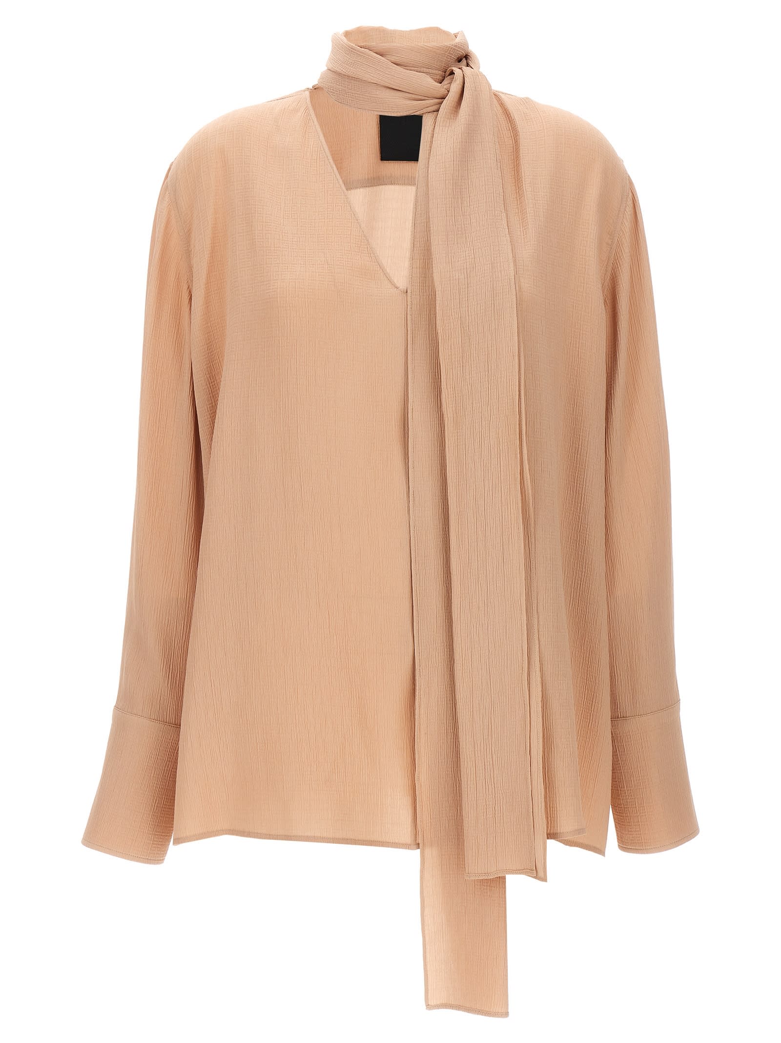 Shop Givenchy Pussy Bow Blouse In Beige