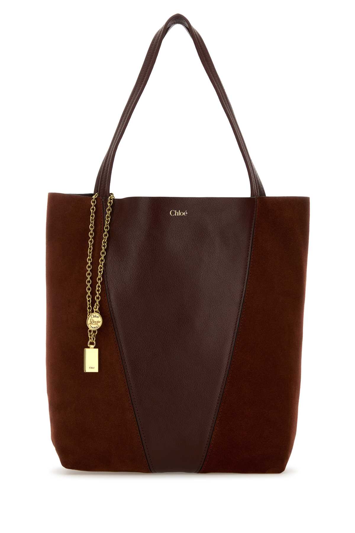 Chloé Bordeaux Leather And Suede Chloã¨ Spin Shopping Bag