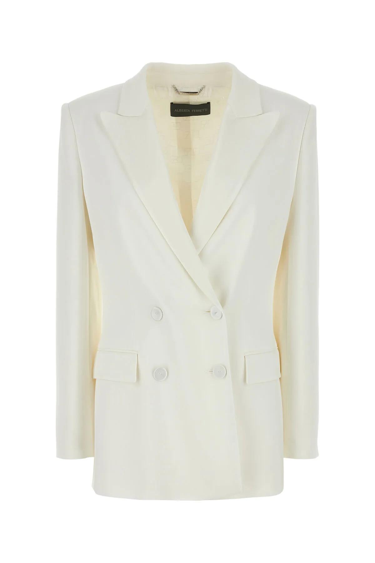 White Stretch Viscose Blazer