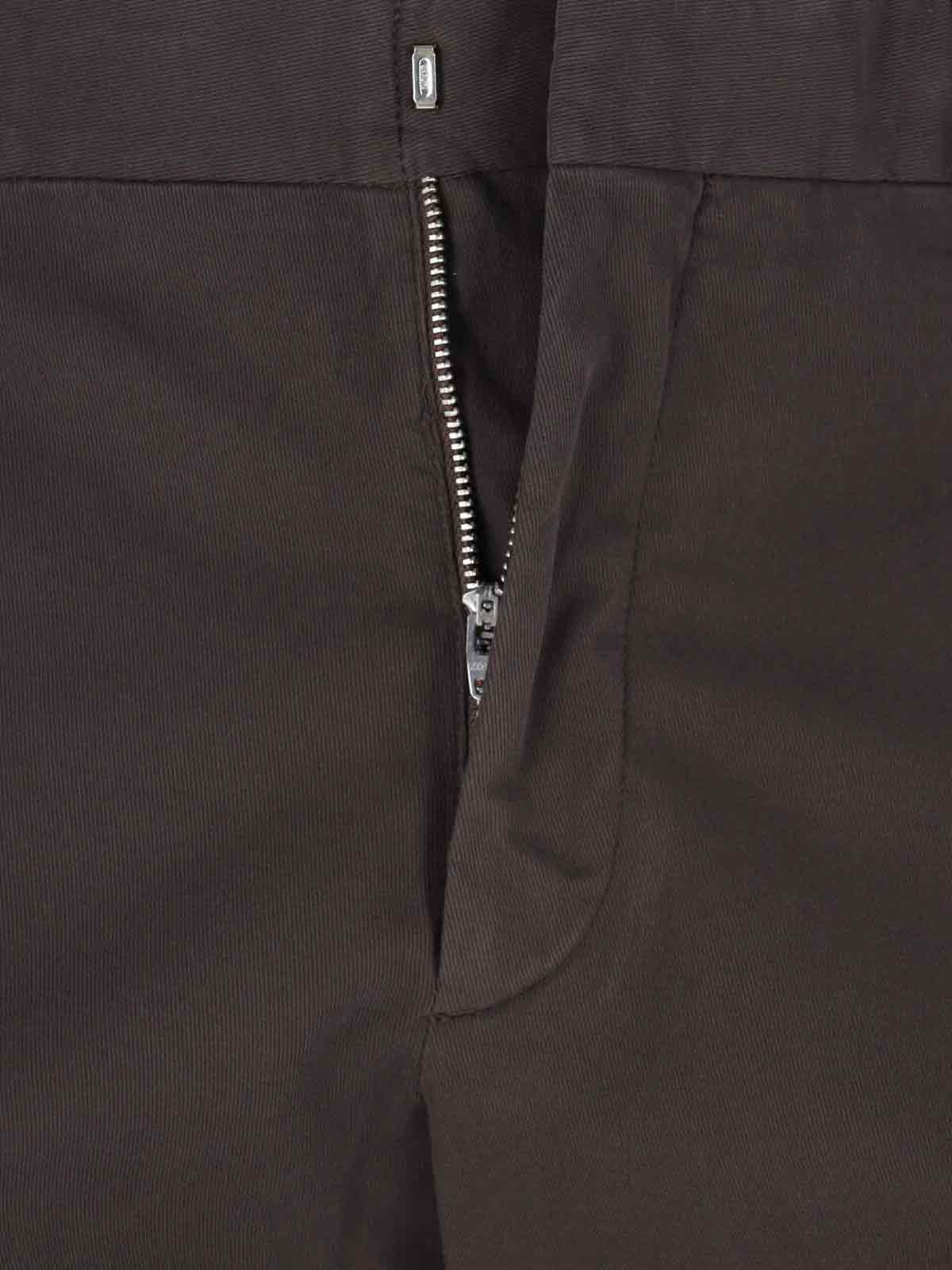 Zegna Straight-leg Brown Chinos With Hook And Zip Closure In Brown