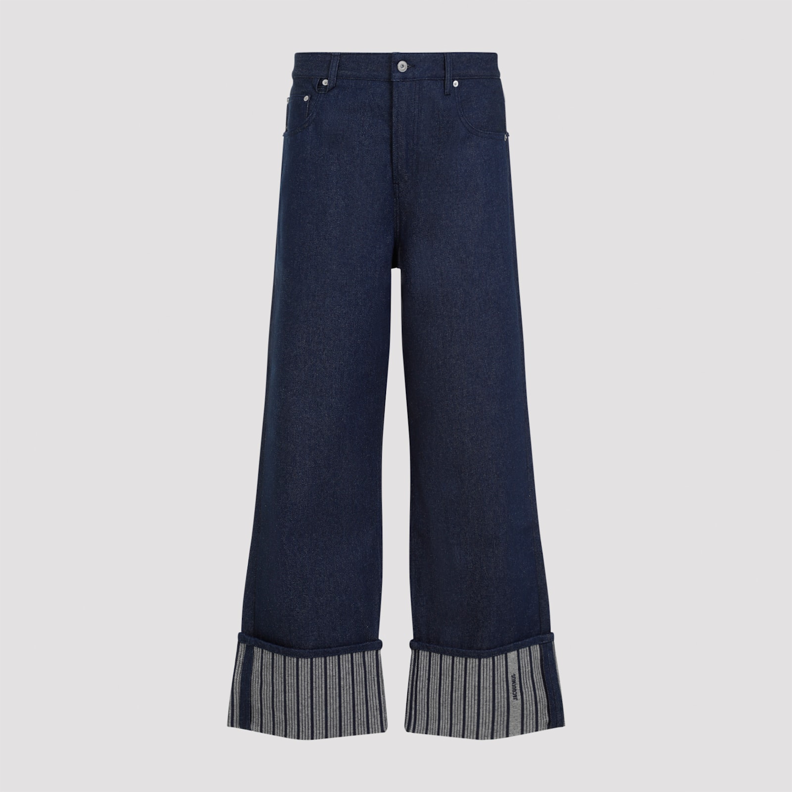 Shop Jacquemus Le De-nimes Large Jeans In F Navy Navy Stripe