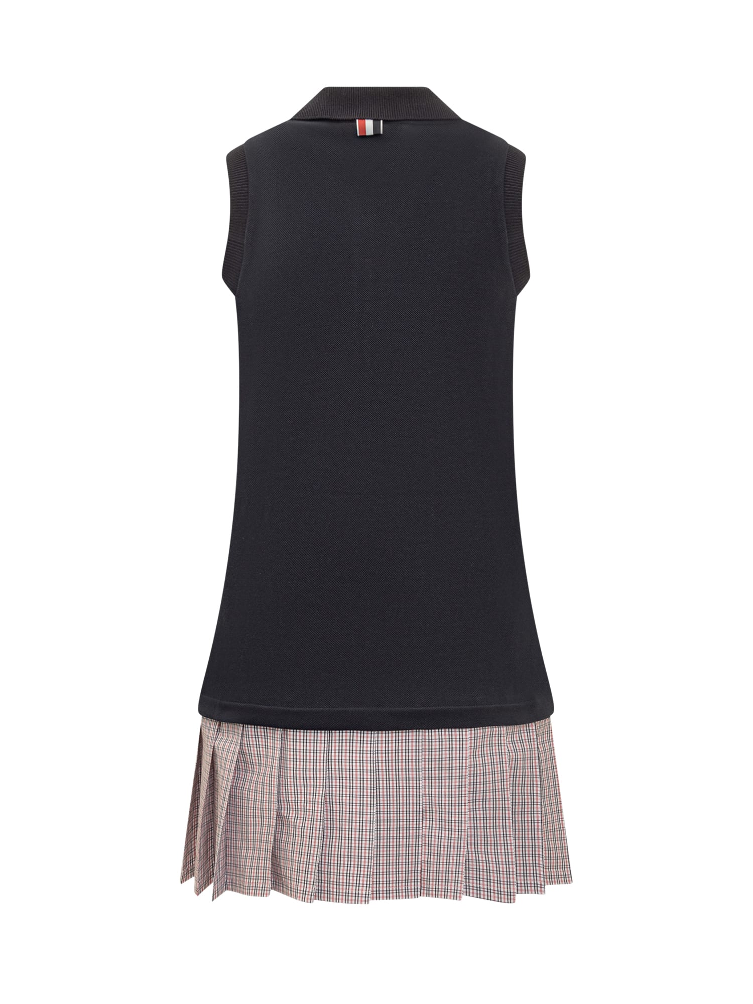 Shop Thom Browne Pleated Polo Dress In Navy