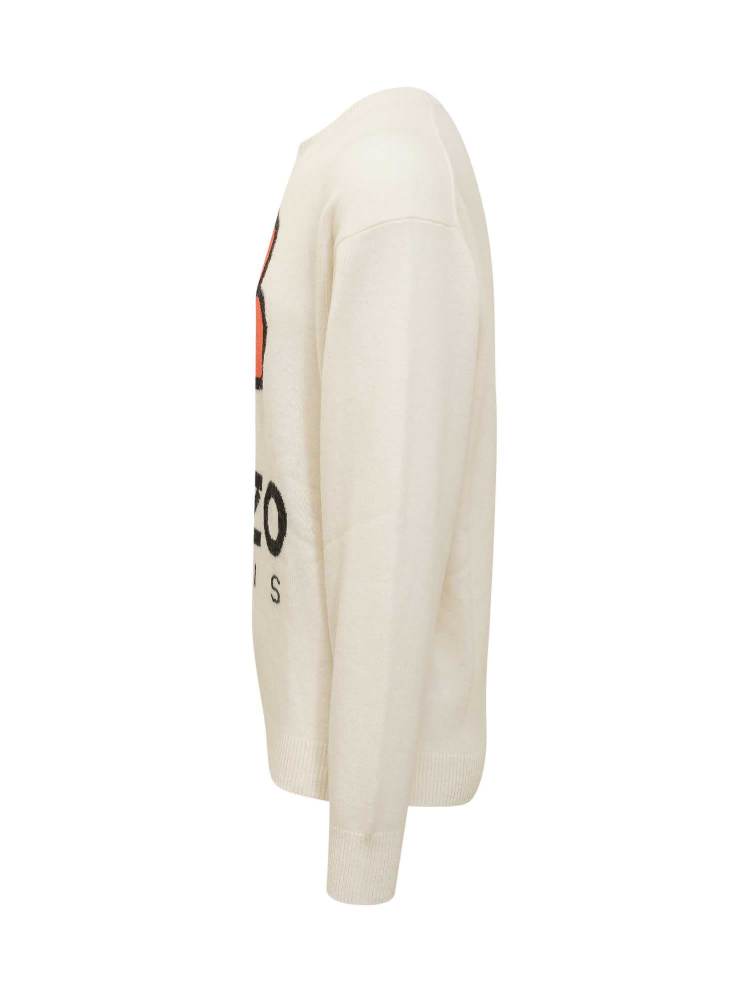 Kenzo Boke Flower Wool Sweater In Off White