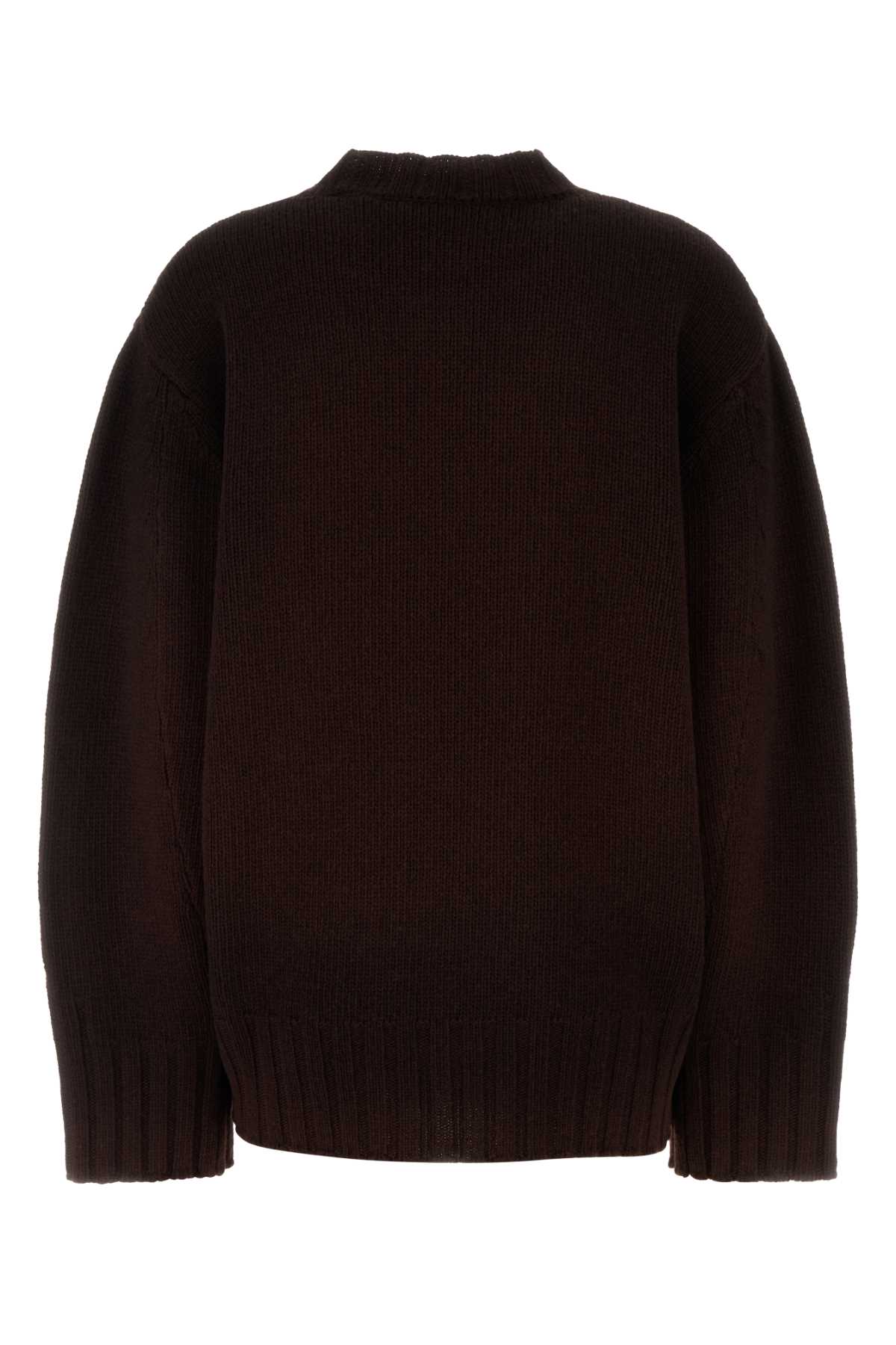 Attico Crew Neck Wool Cashmere Sweater Asymmetric Hem In Burgundy