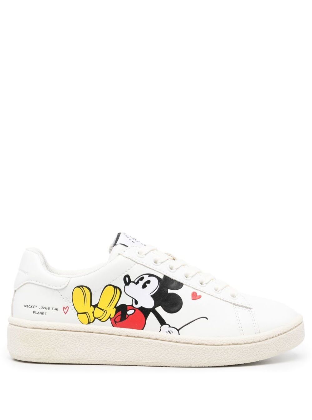 MOA MASTER OF ARTS MOA WHITE LEATHER trainers WITH DISNEY PRINT