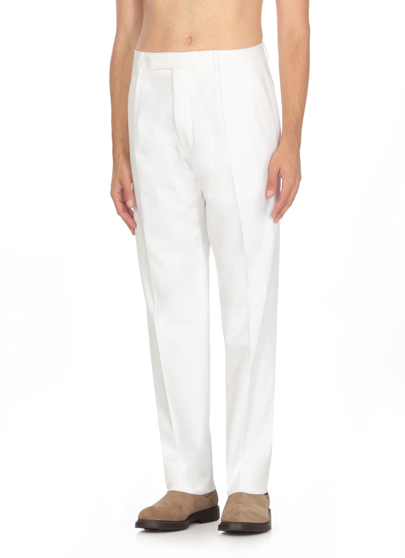 Shop Zegna Cotton Pants In White