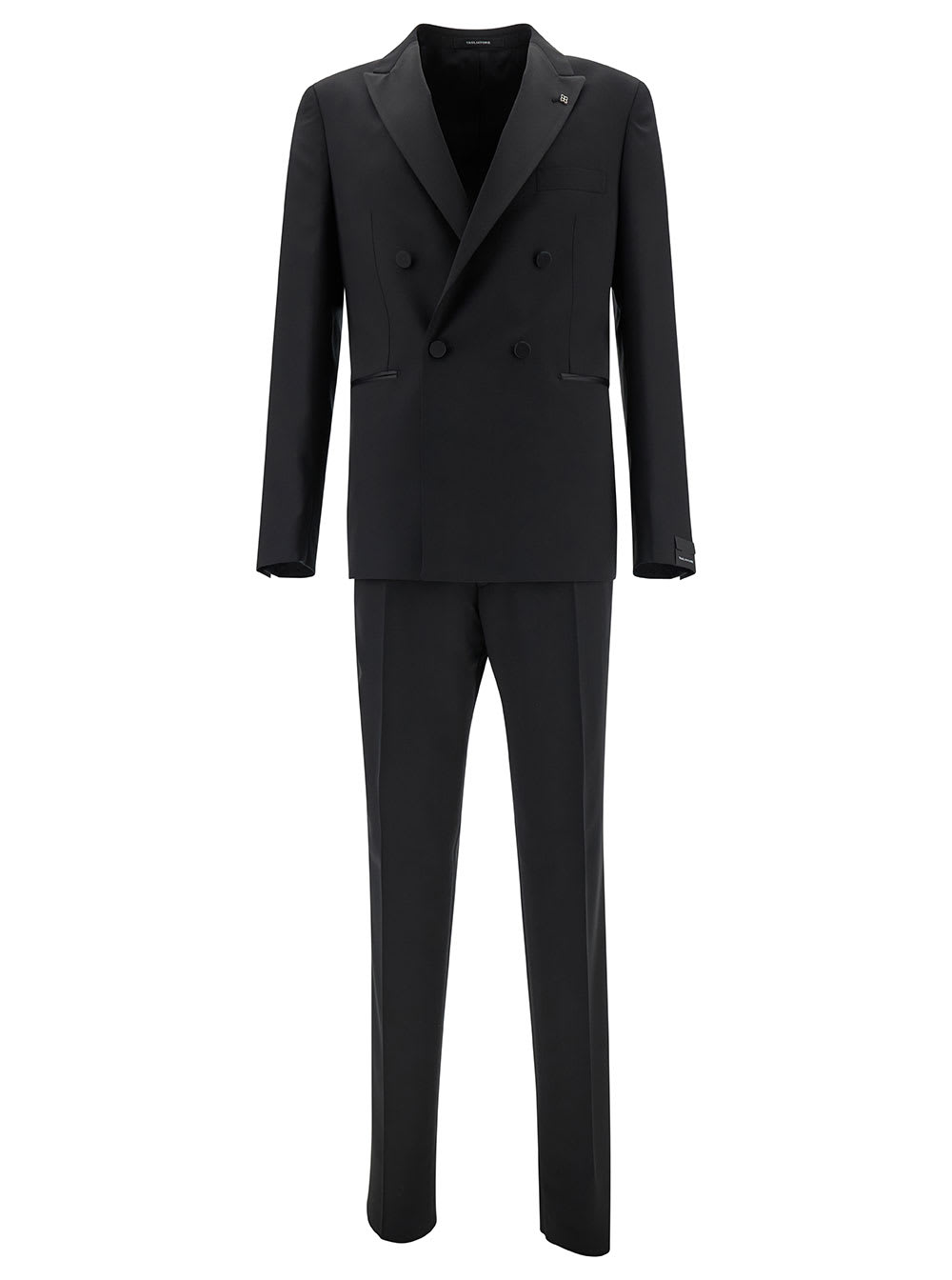 Black Double-breasted Tuxedo With Peak Revers In Wool Man