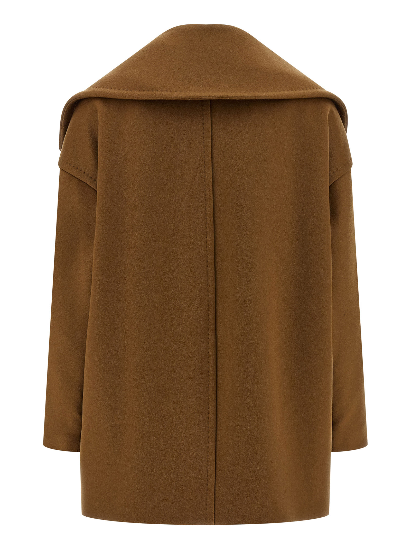 Max Mara Mario Double-breasted Lapel Collar Coat In Brown
