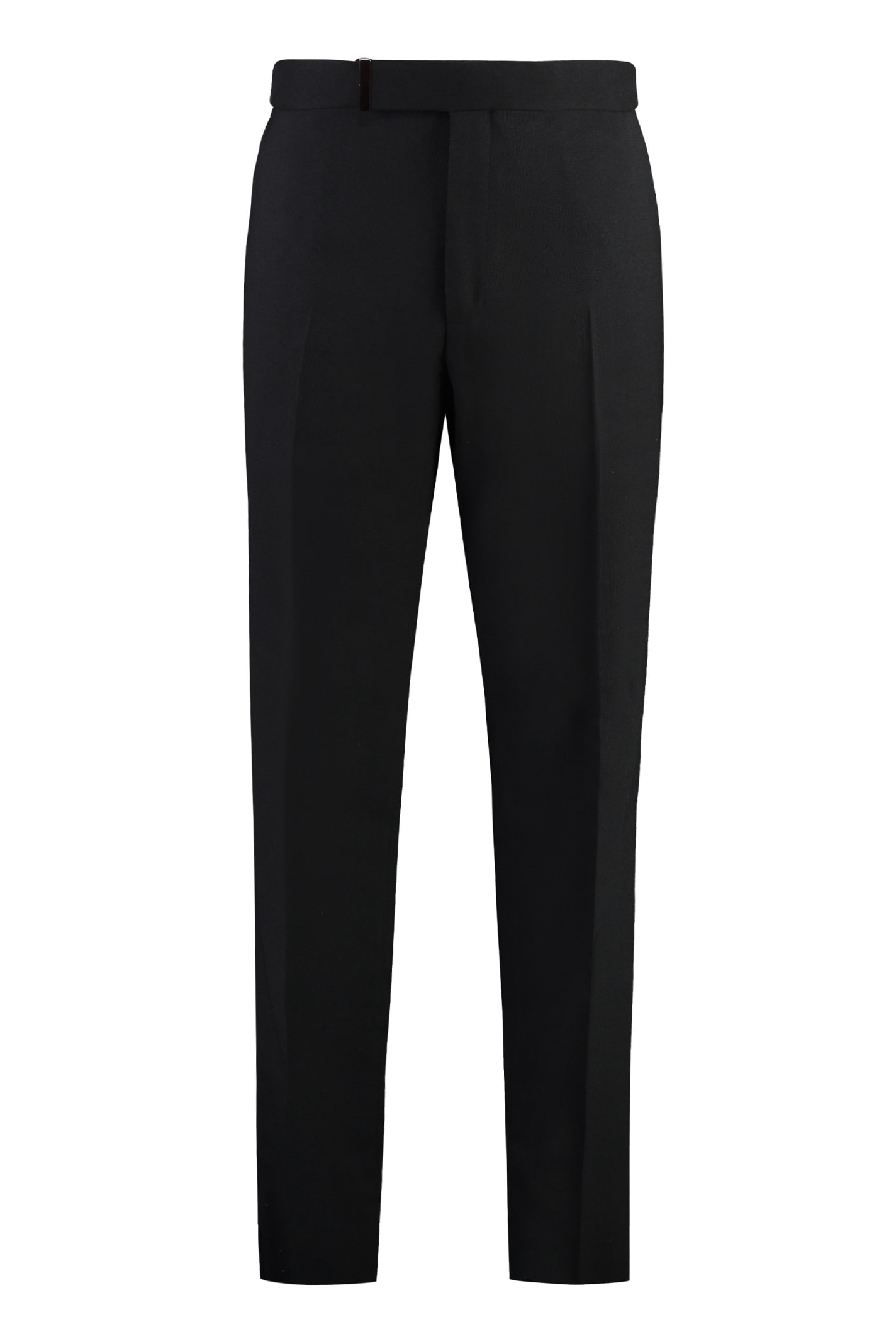 Shop Tom Ford Wool Blend Trousers In Black