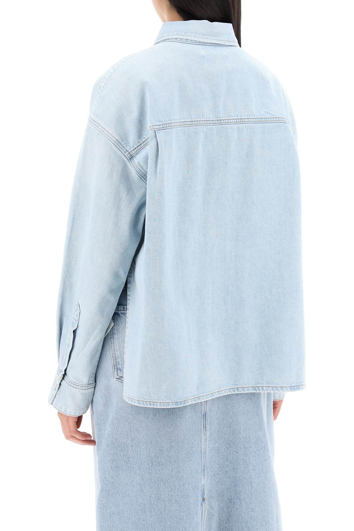 Shop Agolde S Denim Shirt In Tension (blue)