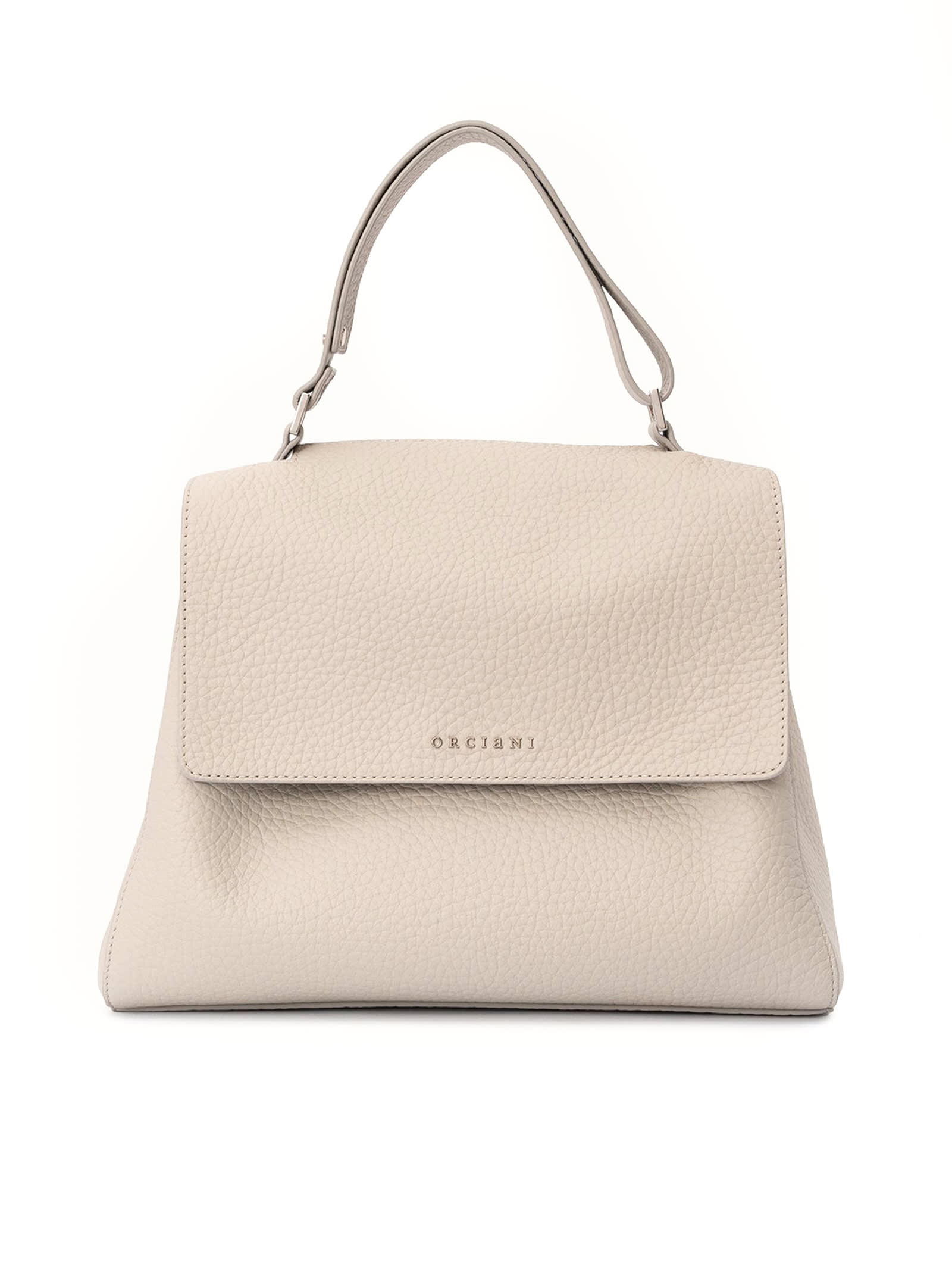 Shop Orciani Sveva Soft Medium Leather Shoulder Bag In Beige