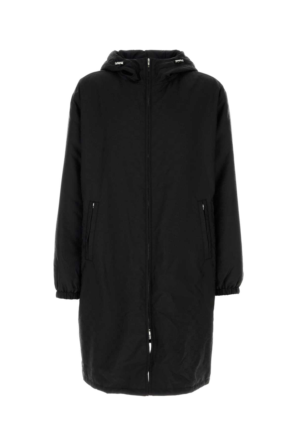 Shop Gucci Black Nylon Parka In Neronero