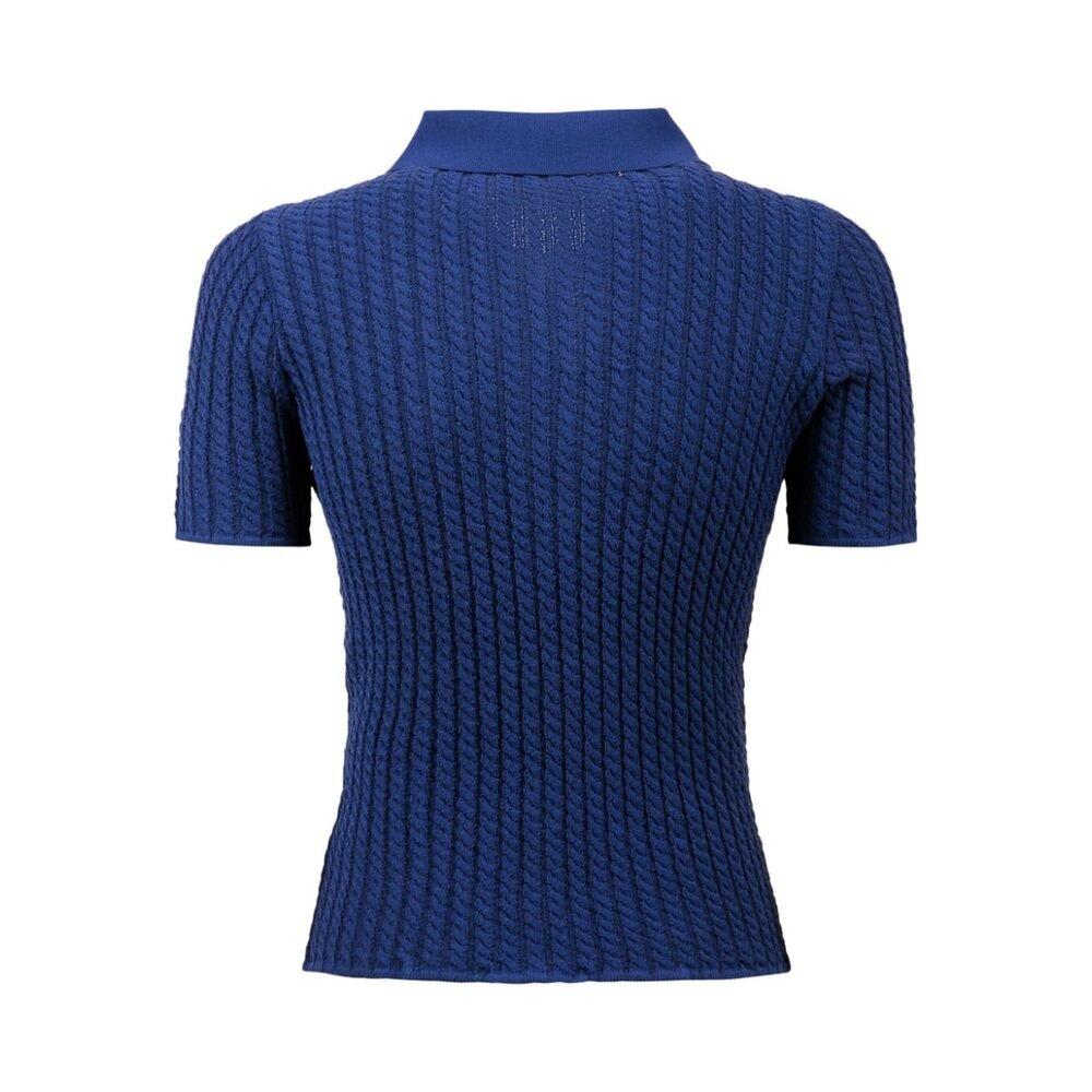 Shop Bally Short-sleeved Knitted Polo Shirt In Blue