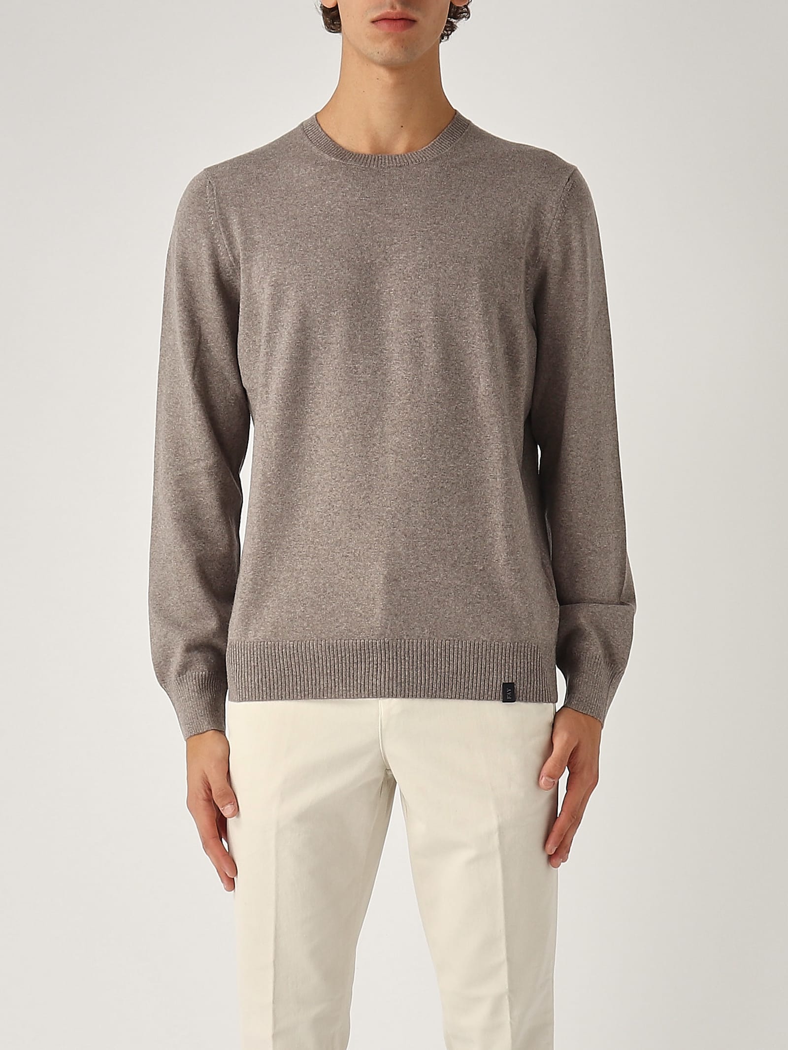 Shop Fay Maglia Girocollo Uomo Sweater In Tortora