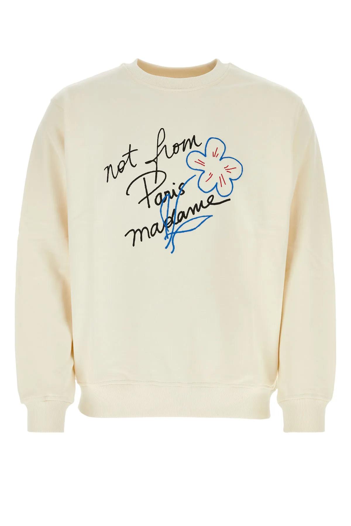 DRÔLE DE MONSIEUR CREAM COTTON SLOGAN ESQUISSE SWEATSHIRT