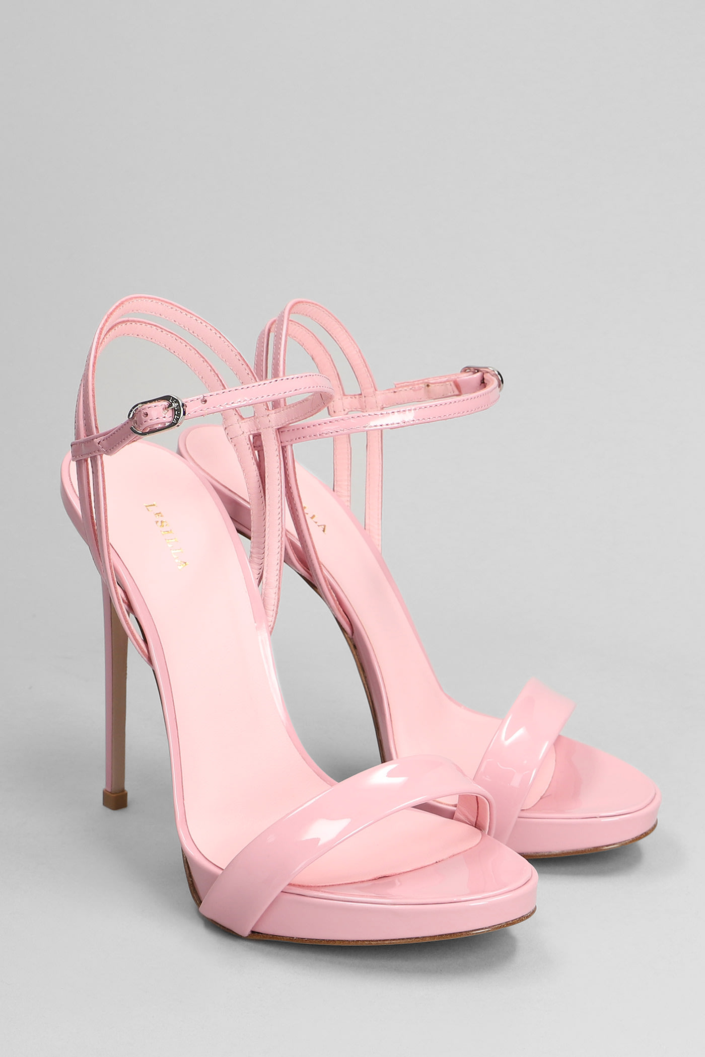 Shop Le Silla Gwen Sandals In Rose-pink Patent Leather