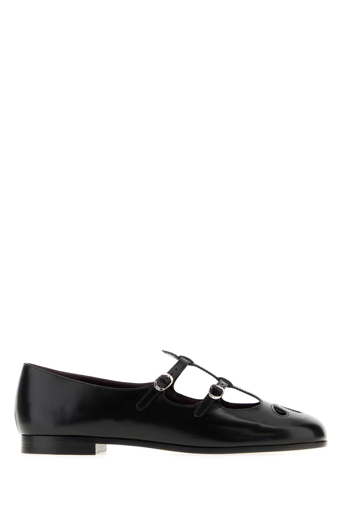 Tory Burch Leather Ballerinas With Cut-out Design And Glossy Finish In Black