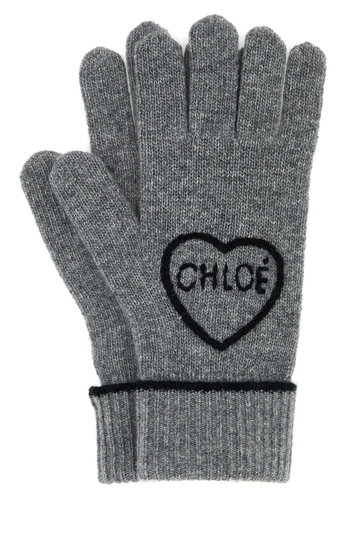 Chloé Grey Wool Blend Gloves