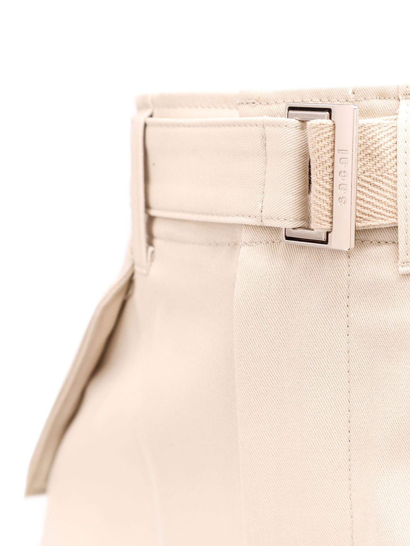 Sacai Cotton Bermuda Shorts With Cupro Lining In Beige