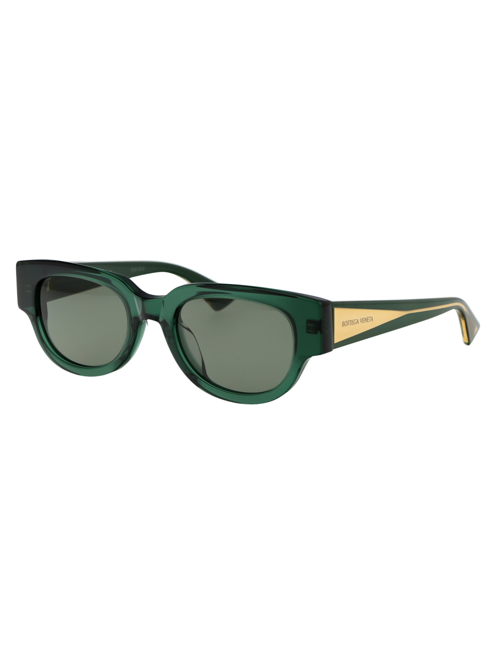 Shop Bottega Veneta Bv1278sa Sunglasses In 003 Green Crystal Green