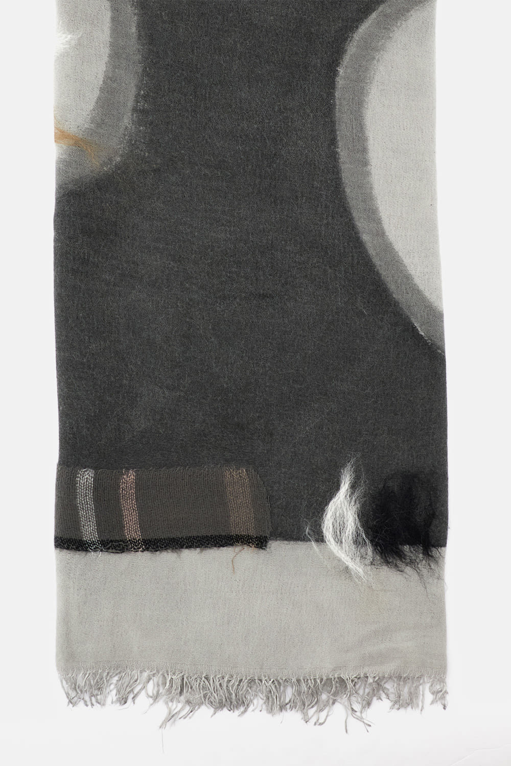 Exquisite J Patchwork Fringed Scarf In Gray