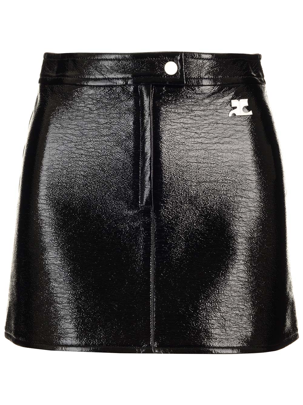 Shop Courrèges Vinyl Mini Skirt In Black