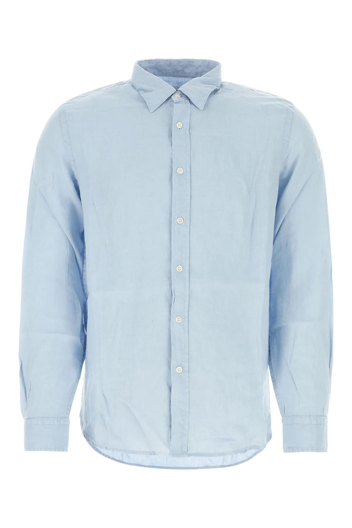 Shop Woolrich Light-blue Linen Shirt In Pale Indigo