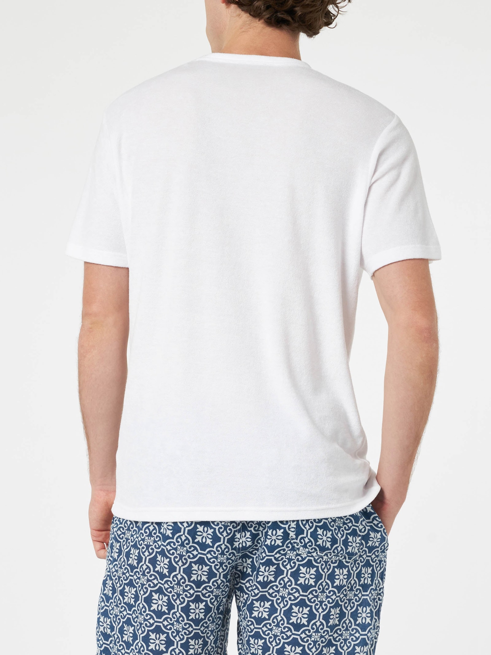 MC2 SAINT BARTH MAN WHITE TERRY T-SHIRT GARY WITH ST. BARTH EMBROIDERY