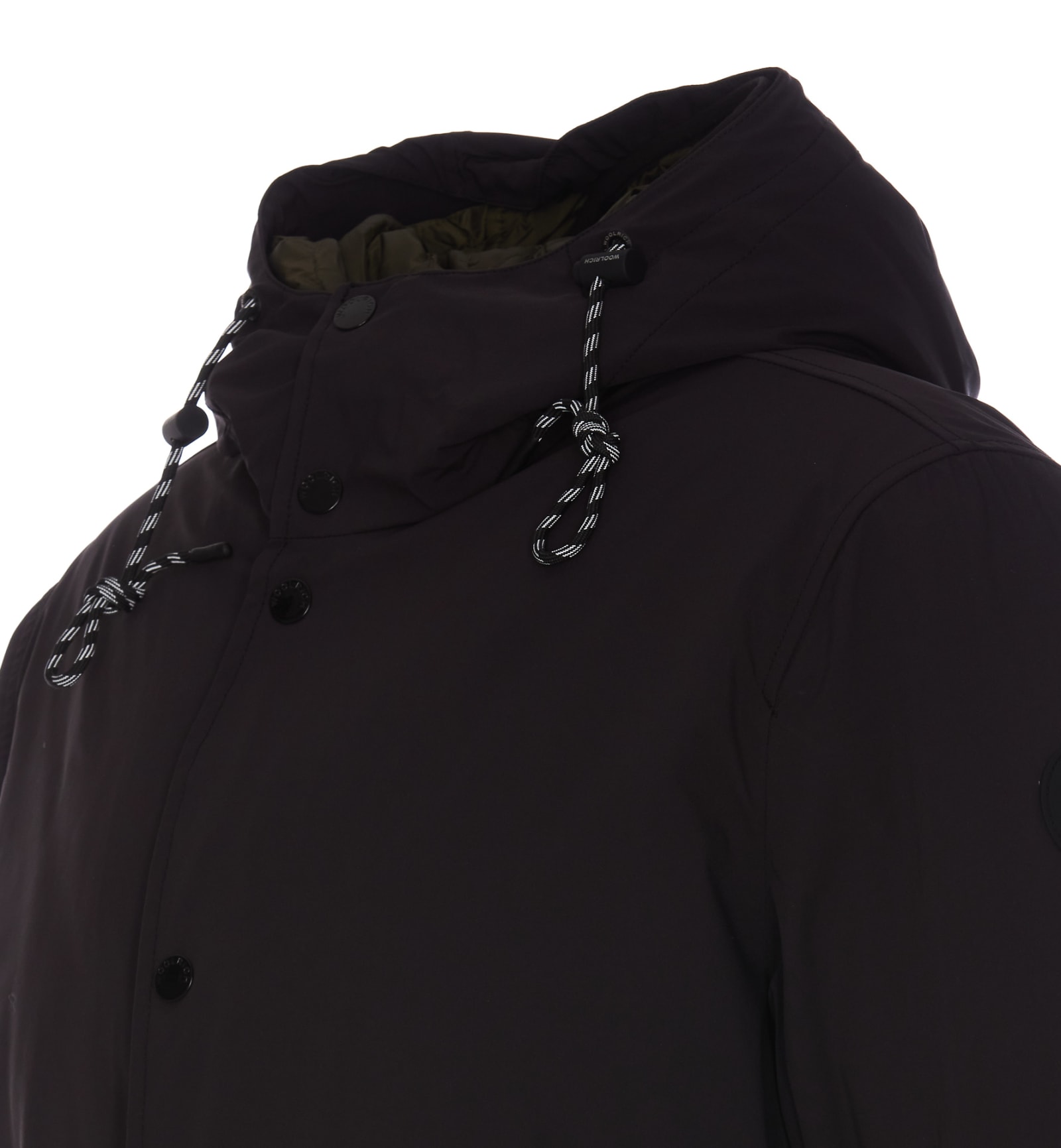 Shop Woolrich Stretch Padded Coat In Nero