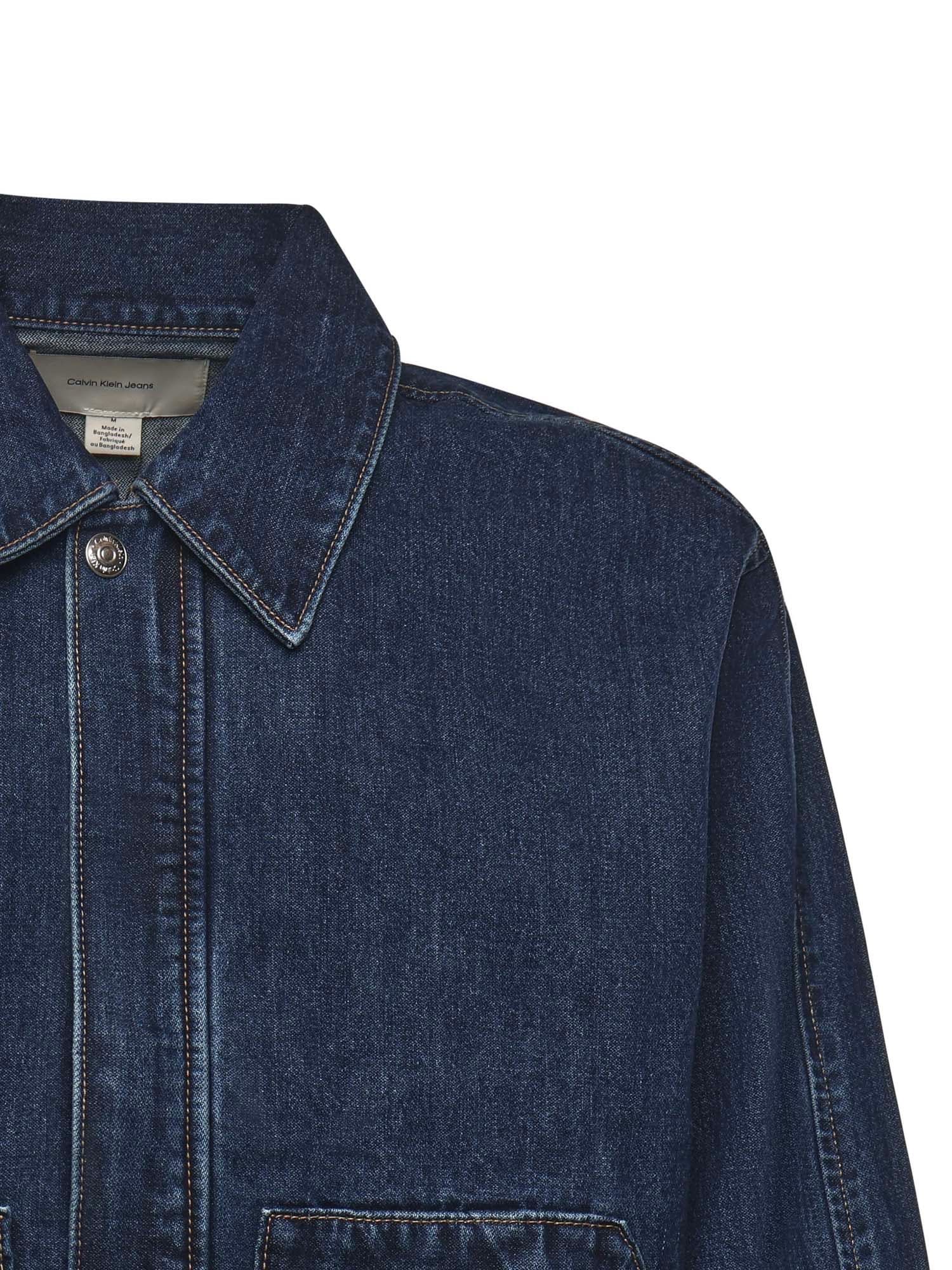 Calvin Klein Button Cotton Denim Jacket In Blue