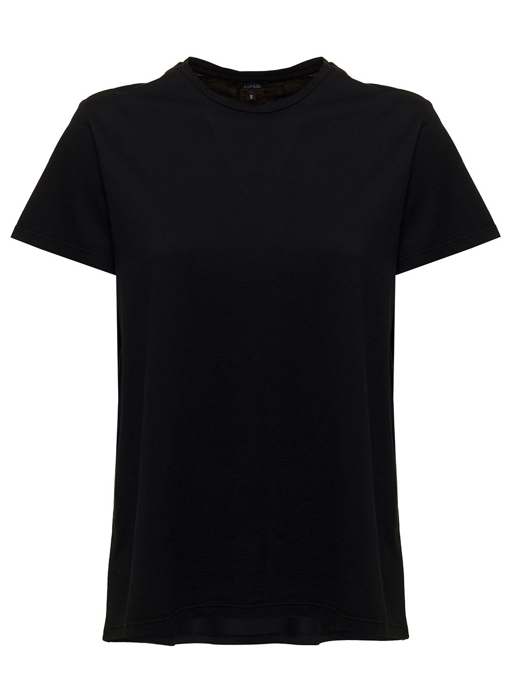 Aspesi Womans Black Cotton Crew Neck T-shirt