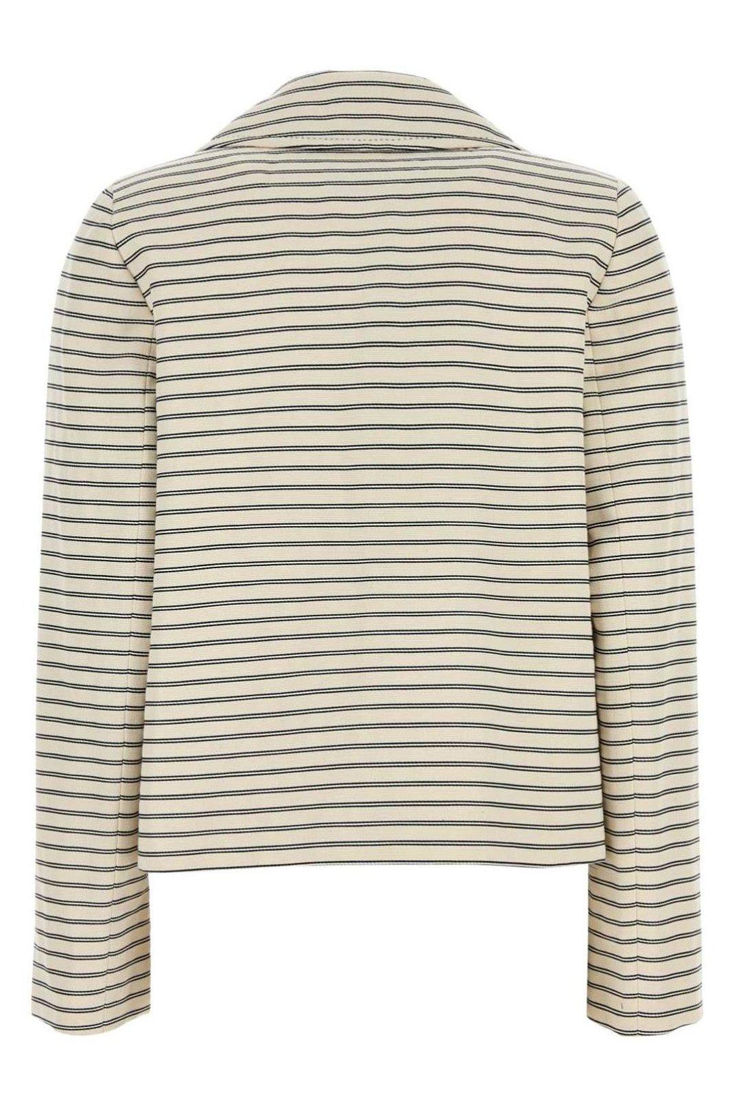 Max Mara Assuan Striped Double-breasted Jacket In Burro