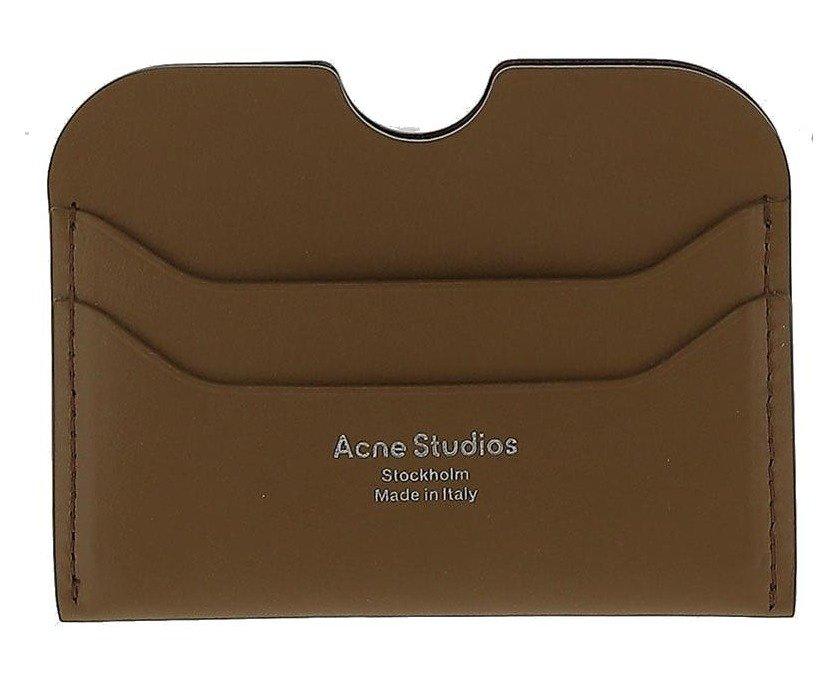 Acne Studios Logo Printed Cut-out Detailed Cardholder In Camel