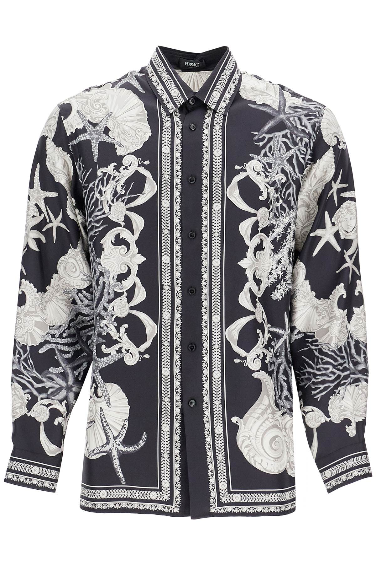 Shop Versace Barocco Sea Silk Shirt In Black+concrete+bone (black)