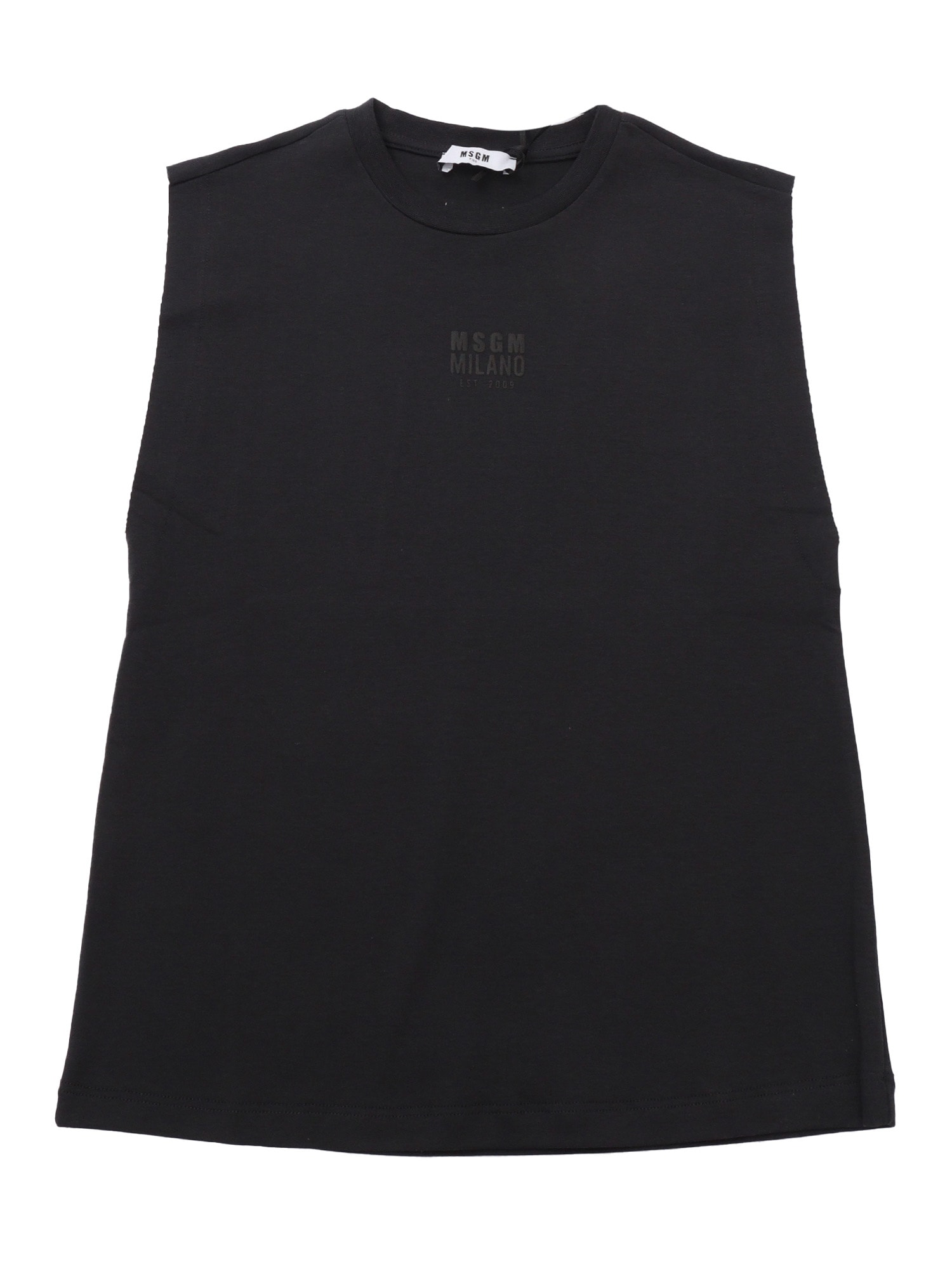 Msgm Light Interlock Sleeveless Unisex In Black