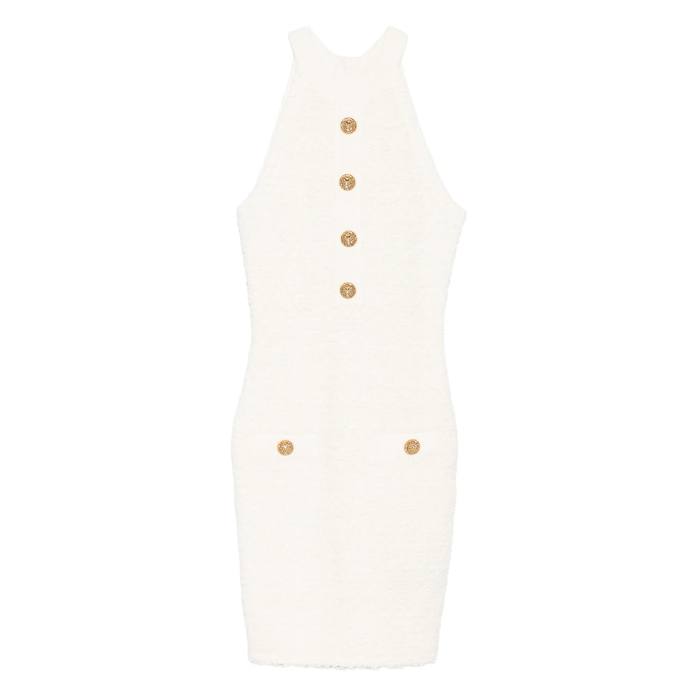Balmain Button-detail Mini Dress In White